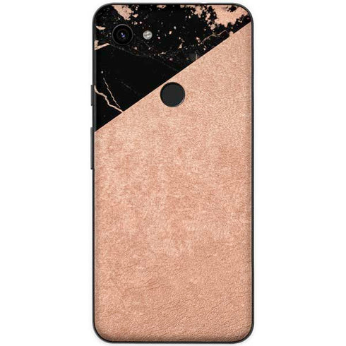 Black and Rose Gold Marble Split Google Pixel 3a Skin